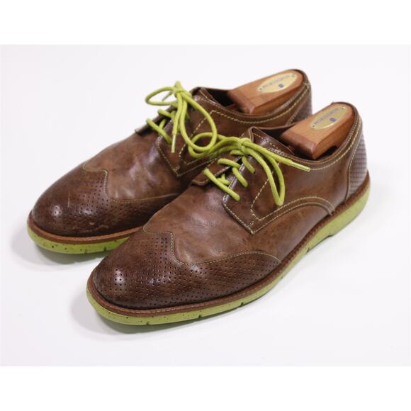 Donald J Pliner Edd Brown Lime Green Wingtip Dress Shoes 8.5 main image 7
